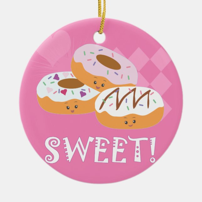 Sweet Treats - Doughnuts! Ceramic Tree Decoration (Front)