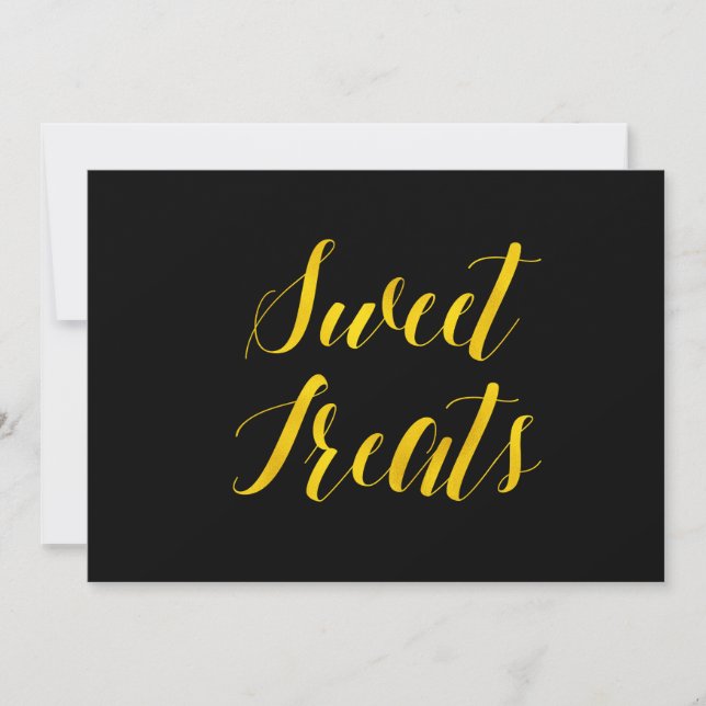 "Sweet Treats" Faux Gold Foil Chic Wedding Sign Invitation (Front)