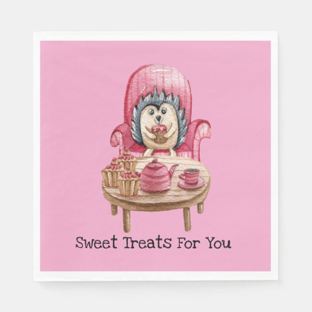 Sweet Treats For You - Porcupine Paper Napkin (Front)