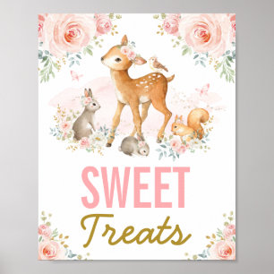 Sweet Treats / Girly Woodland Animals Party Poster