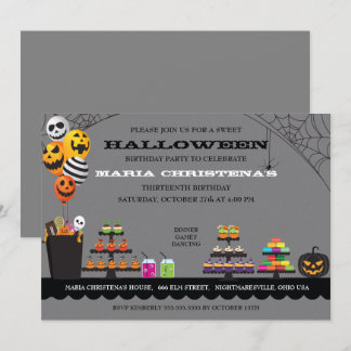Sweet Treats Halloween Birthday Party Invitation