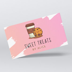 Sweet Treats Kawaii Coffee Cookie Bakery Cake Cute Business Card