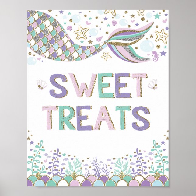 Sweet Treats Mermaid Birthday Favours Decoration (Front)