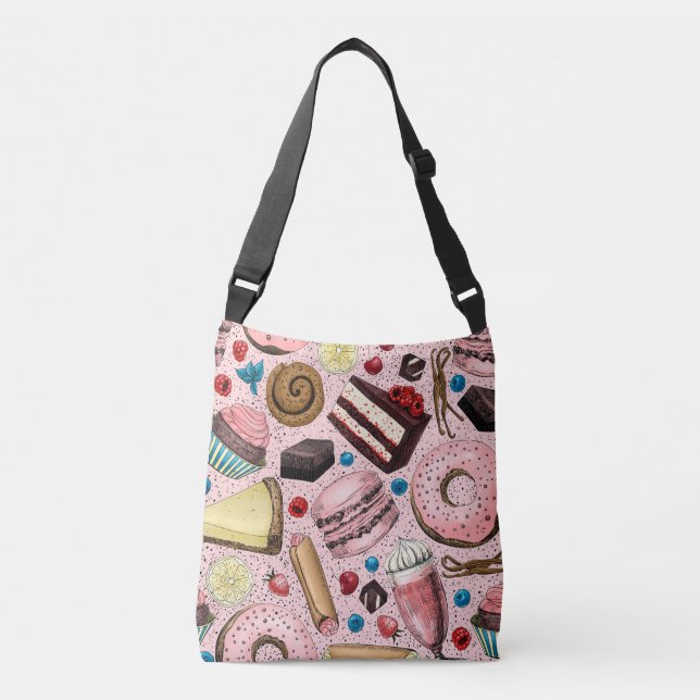 Sweet treats on pink crossbody bag (Front)