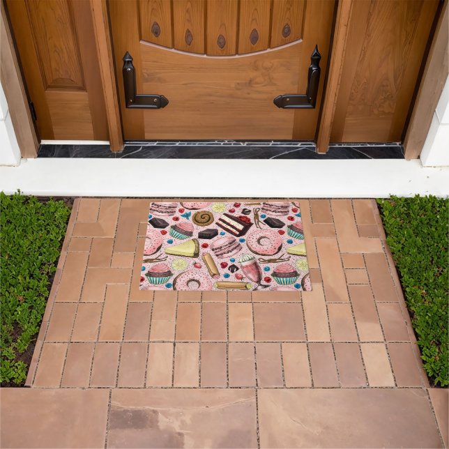 Sweet treats on pink doormat (Outdoor)