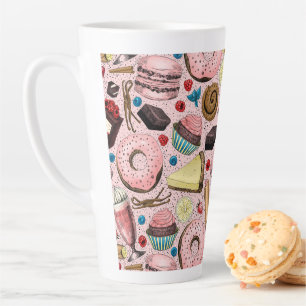 Sweet treats on pink latte mug