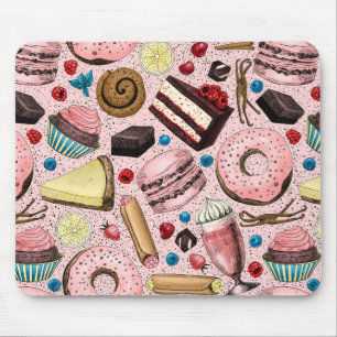 Sweet treats on pink mouse mat