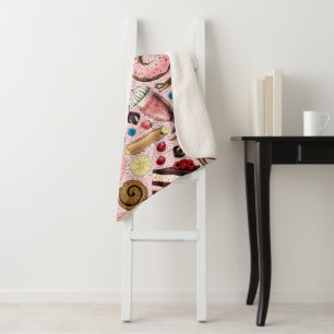 Sweet treats on pink sherpa blanket