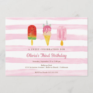 Sweet Treats Pink Girls Birthday Party Invitation