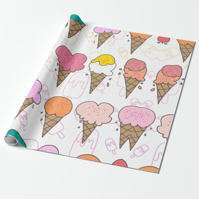 Sweet Treats - Premium Ice Cream Packaging Wrapping Paper (Unrolled)