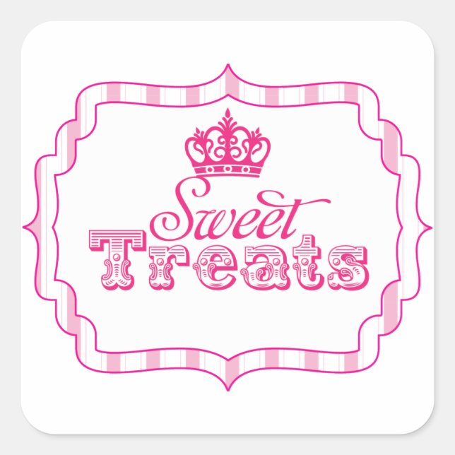Sweet Treats Princess Party Favour Birthday Sticke Square Sticker (Front)