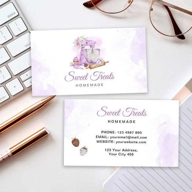 Sweet Treats Purple Bakery  Business Card (Creator Uploaded)
