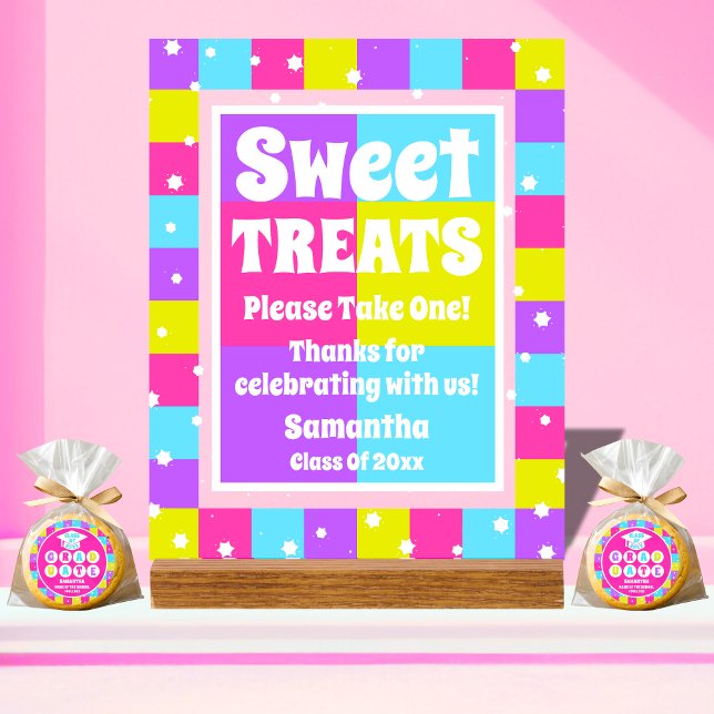 Sweet Treats Retro Neon Graduation Party Acrylic Sign (Creator Uploaded)