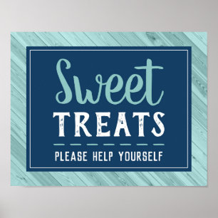 Sweet Treats Sign, Blue and Aqua Poster