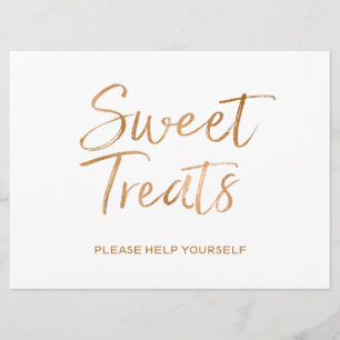 "Sweet Treats" Sign   Stylish Gold Rose Lettered Invitation