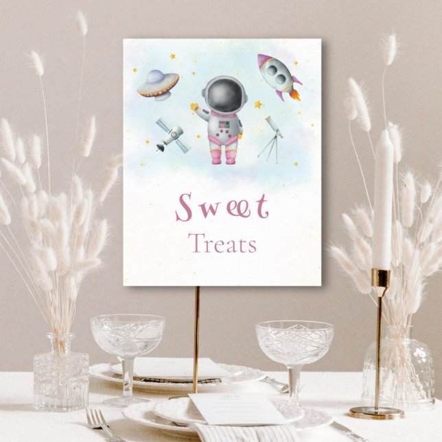 Sweet Treats Space girl Astronaut pink rocket star Poster (Creator Uploaded)