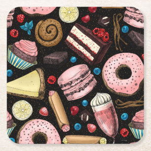 Sweet treats  square paper coaster