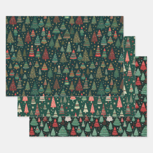 Sweet Trees Christmas Holiday Winter Coordinating  Wrapping Paper Sheet