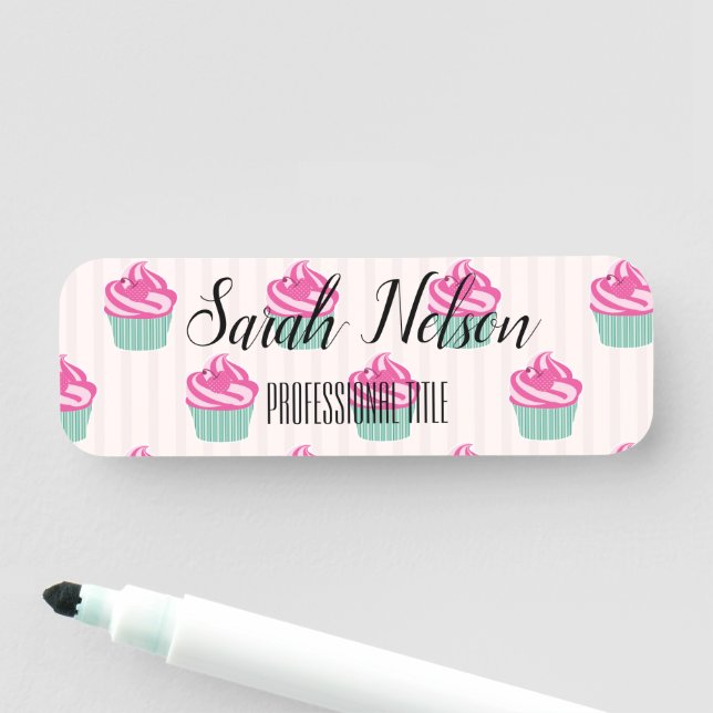 Sweet Trendy Cup Cakes  Name Tag (In Situ)