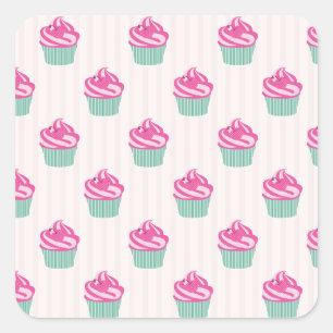 Sweet Trendy Cup Cakes  Square Sticker