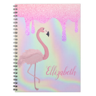 Sweet Trendy Holographic, Pink Flamingo Notebook