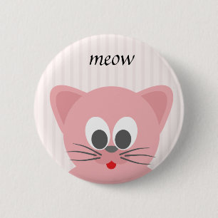 Sweet Trendy Pink Cat 6 Cm Round Badge