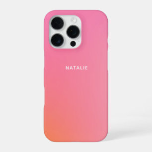 Sweet Trendy Pink Orange Ombre Tie Dye Customised iPhone 16 Pro Case