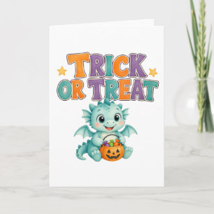 Sweet Trick or Treat Baby Dragon Halloween Card