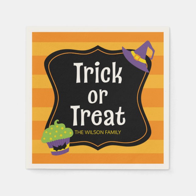 Sweet Trick or Treat Halloween Party Napkin (Front)