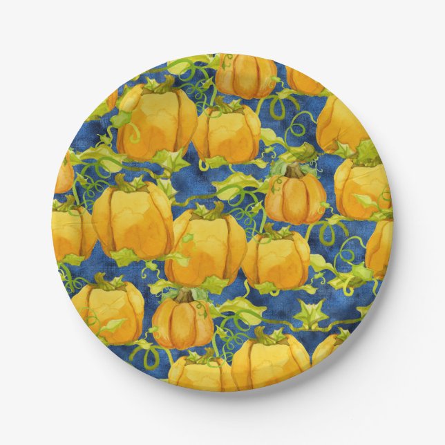 Sweet Trick or Treat Halloween Party Pumpkin Patch Paper Plate (Front)