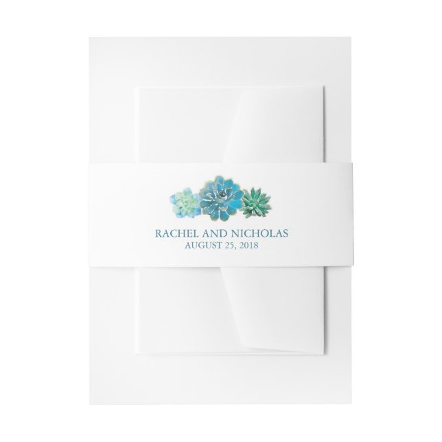 Sweet Trio Succulents Watercolor | Wedding Invitation Belly Band (Front Example)