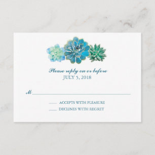 Sweet Trio Succulents Watercolor   Wedding RSVP