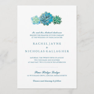 Sweet Trio Succulents   Wedding Invitation