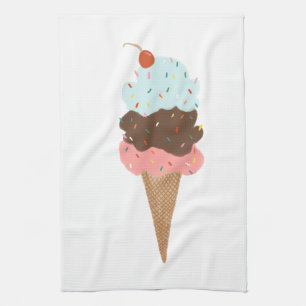 Sweet triple ice cream cone pattern kitchen towel