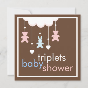 Sweet Triplets Mobile Baby Shower Invitation