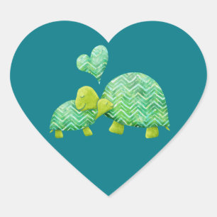 Sweet Turtle Hugs Mum and Baby Heart Sticker