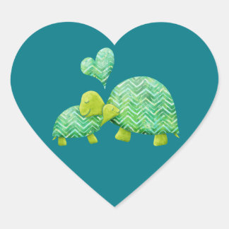 Sweet Turtle Hugs Mum and Baby Heart Sticker