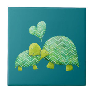 Sweet Turtle Hugs Mum and Baby Tile