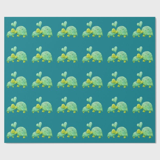 Sweet Turtle Hugs Mum and Baby Wrapping Paper (Flat)