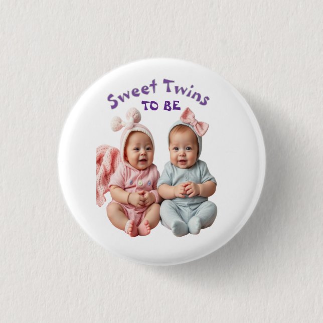 Sweet Twins in Coordinated Pastels 3 Cm Round Badge (Front)