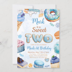 Sweet Two 2nd Birthday Boy  Invitation