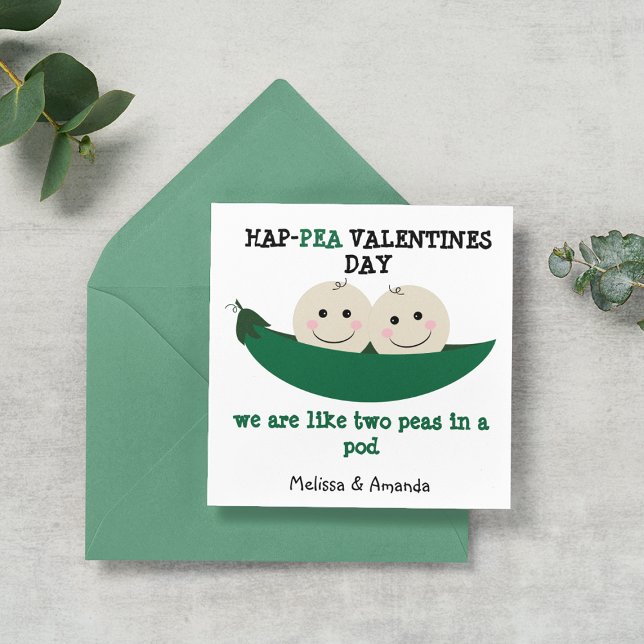 Sweet Two peas In A Pod Hap-pea Valentines Day Holiday Card (Creator Uploaded)