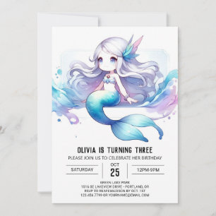 Sweet Underwater Mermaid Birthday Invitation