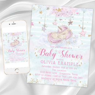 Sweet Unicorn Baby Shower Invitations