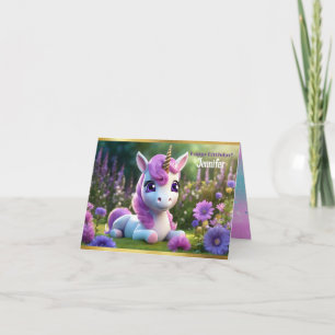 Sweet Unicorn Birthday Folded Greeting Card