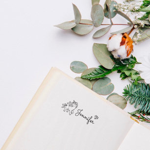 Sweet Unicorn Cute Doodle Kid Custom Name Self-inking Stamp