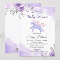 Sweet Unicorn Pastel Purple Floral baby shower