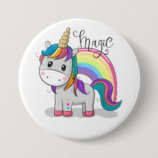 Sweet unicorn with big eyes 7.5 cm round badge