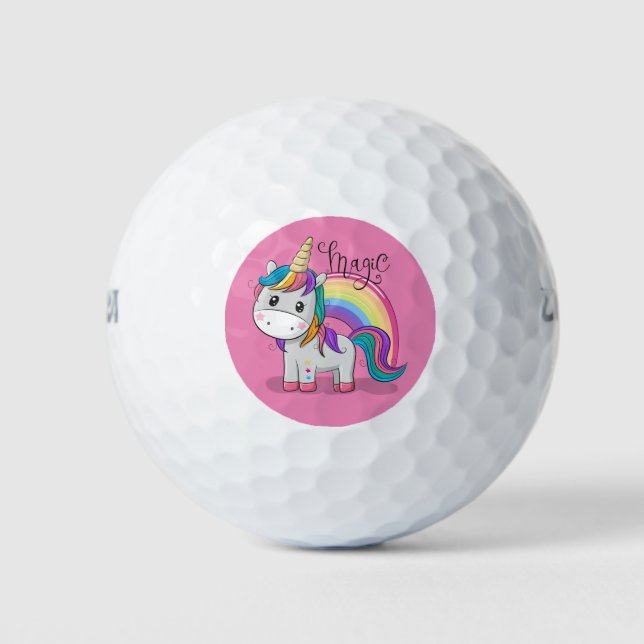 Sweet unicorn with big eyes golf balls (Front)