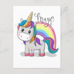 Sweet unicorn with big eyes holiday postcard<br><div class="desc">Are you looking for a great personal gift for someone special? The sweet unicorn with big eyes and colorful rainbow just enchants everyone!</div>